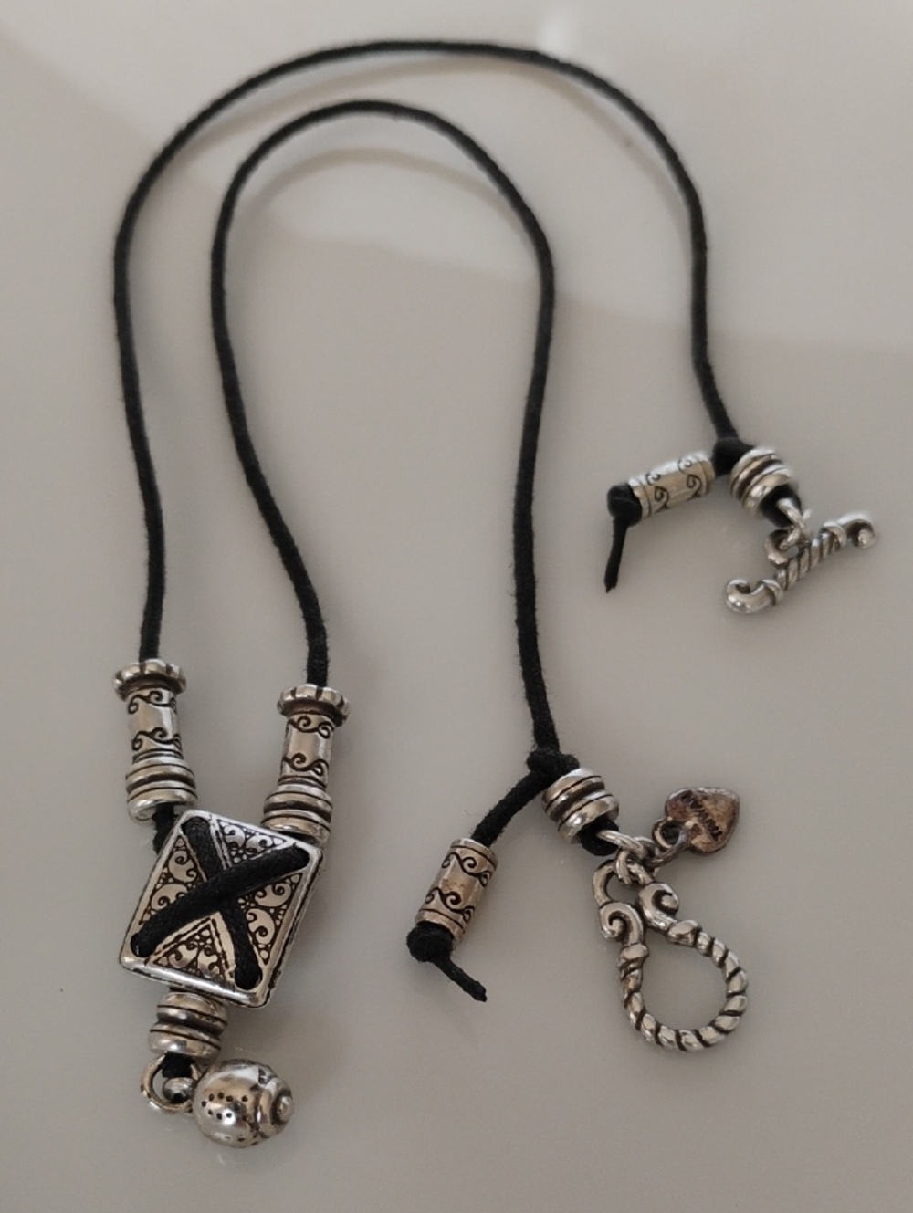 Brigton Silver-Tone Nastlguc  Cord Necklace with Unique Bead Design